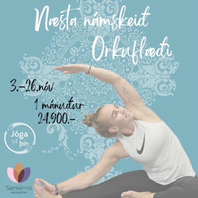 ☆Orkuflæði ☆

Jóganámskeið fyrir líkama og sál 
Mán & mið 16.45-17.45 
3.-26. nóvember

Komdu með í fjölbreytt og uppbyggilegt jóganámskeið þar sem við flæðum í gegnum hvern tíma – einn andardrátt í einu, tengjumst líkamanum, finnum  styrkinn okkar og njótum í leiðinni. 

Í Orkuflæðinu sameinum við mismunandi jógaaðferðir eins og vinyasa, yin og jóga nidra, en þú getur líka átt von á skapandi tvisti og óvæntum innblæstri – þar sem við hlustum á líkamann og leyfum okkur að mæta okkur þar sem við erum.

Þetta námskeið hentar öllum, hvort sem þú ert með reynslu eða ert að mæta á dýnuna í fyrsta sinn. 
Þú þarft ekki að "geta allt" strax. 
Hér er rými fyrir leikgleði, sjálfsumhyggju og húmor því jóga er ekki keppni heldur ferðalag.

☆ Tímar sem styrkja, mýkja og næra
☆ Tenging inn á við og slökun
☆ Pláss fyrir þig, nákvæmlega eins og þú ert

- Námskeiðin eru kennd í Samkennd Heilsusetri, Tunguhálsi 19
- Verð 24.900 f. hvert námskeið eða 65.000 f. 3 mán
- Leiðbeinandi: Hildur Rut, Jóga til þín
- Skráning og nánari upplýsingar á jogatilthin@gmail.com eða í skilaboðum á samfélagsmiðlum @jogatilthin